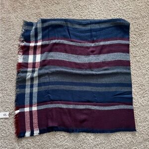 Simonetta Blue and Burgundy Striped Scarf